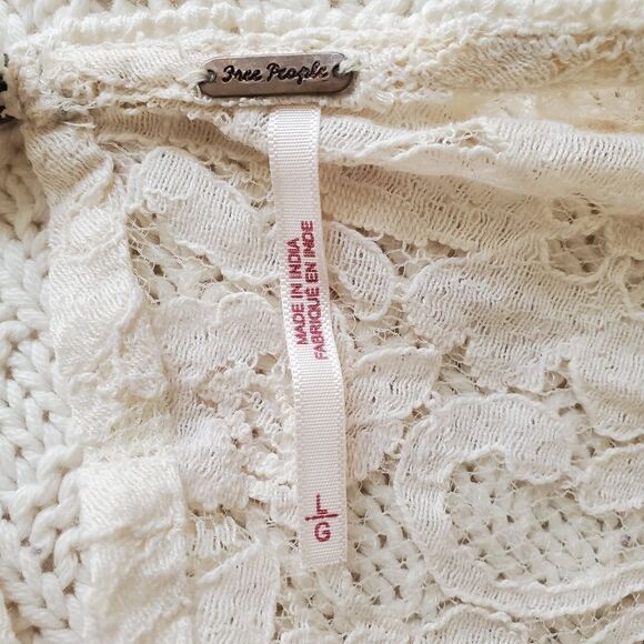 🌹 FREE PEOPLE 🌹 Sun Daze Lace Detail Minidress - [Large, Ivory/Green] - Picture 13 of 15